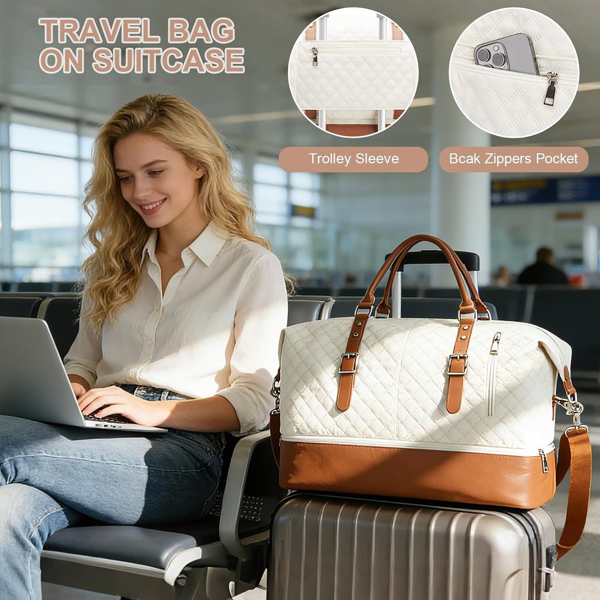 Travel Duffel Weekender Bag Women Tote Carry On Bags With Shoe Compartment - Colors A