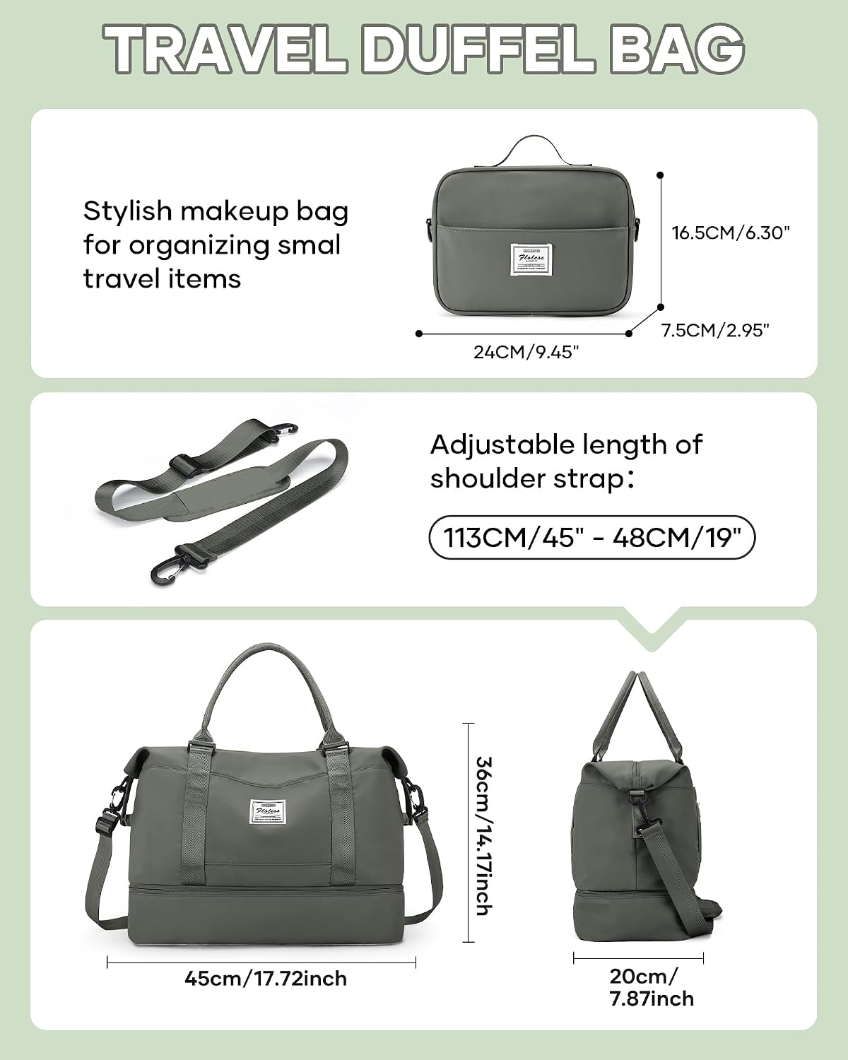 Travel Duffel Weekender Bag Women Tote Carry On Bags With Shoe Compartment - Colors A