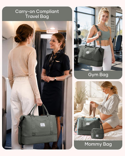 Travel Duffel Weekender Bag Women Tote Carry On Bags With Shoe Compartment - Colors A