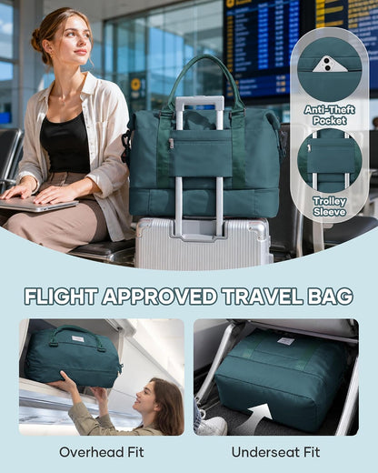 Travel Duffel Weekender Bag Women Tote Carry On Bags With Shoe Compartment - Colors A