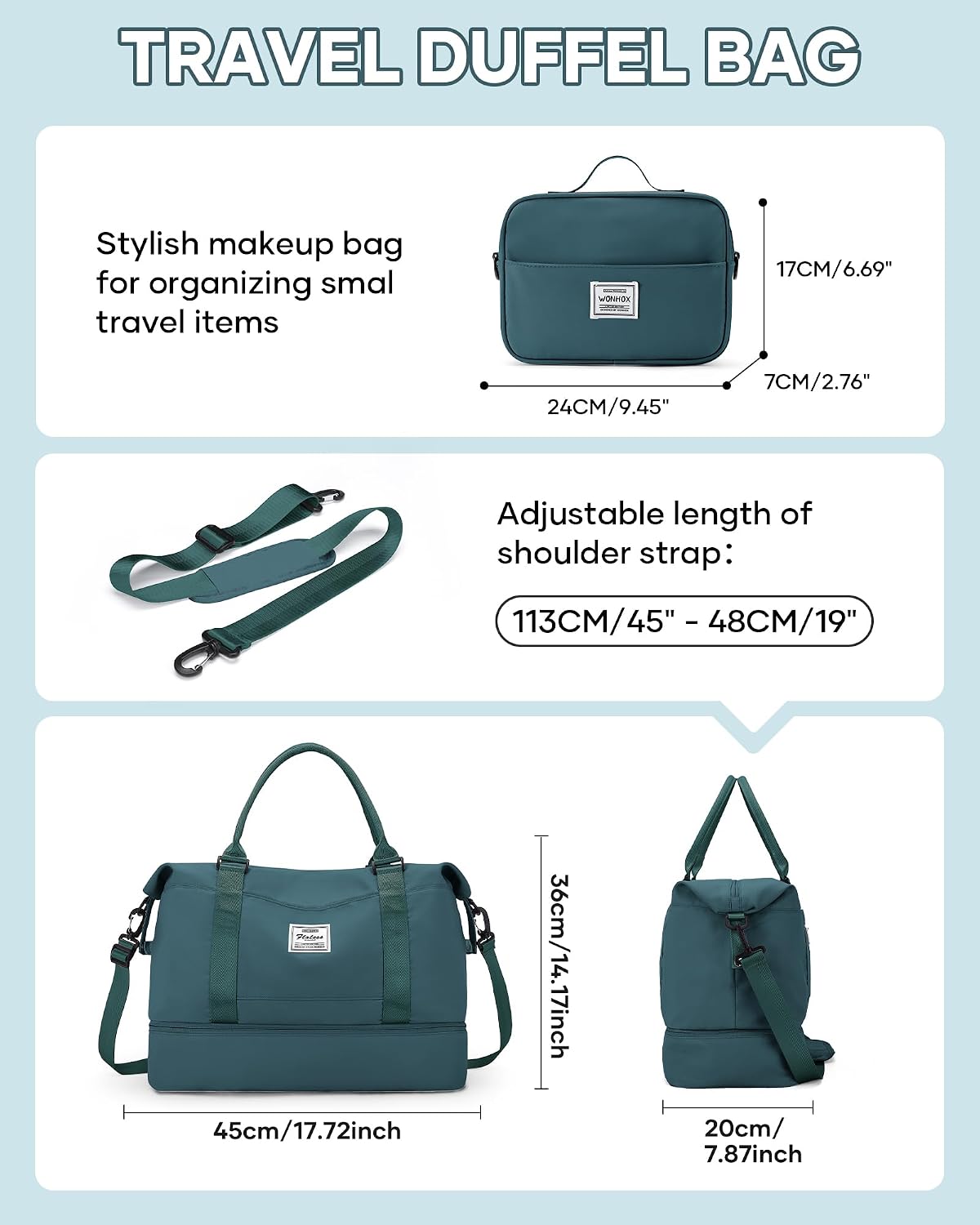 Travel Duffel Weekender Bag Women Tote Carry On Bags With Shoe Compartment - Colors A