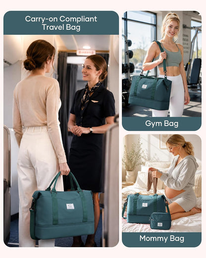 Travel Duffel Weekender Bag Women Tote Carry On Bags With Shoe Compartment - Colors A