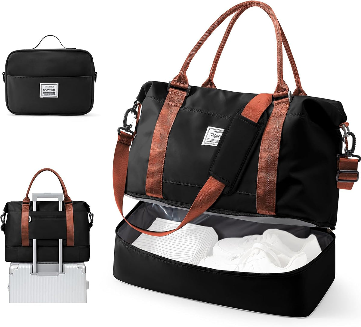Travel Duffel Weekender Bag Women Tote Carry On Bags With Shoe Compartment - Colors A