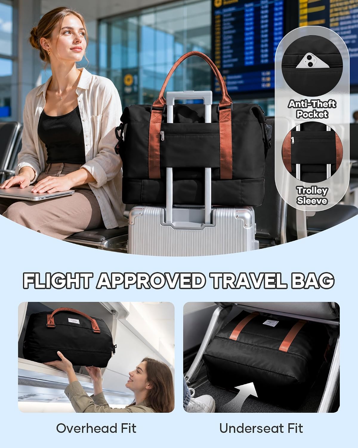 Travel Duffel Weekender Bag Women Tote Carry On Bags With Shoe Compartment - Colors A
