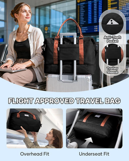 Travel Duffel Weekender Bag Women Tote Carry On Bags With Shoe Compartment - Colors A