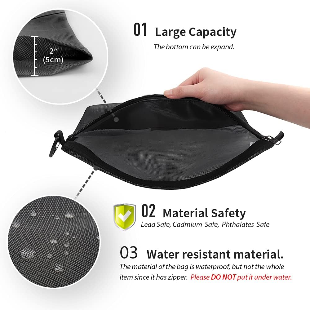 Water-Resistant Zipper Pouch, Mesh Zipper Bag, 8.66"x5.91"