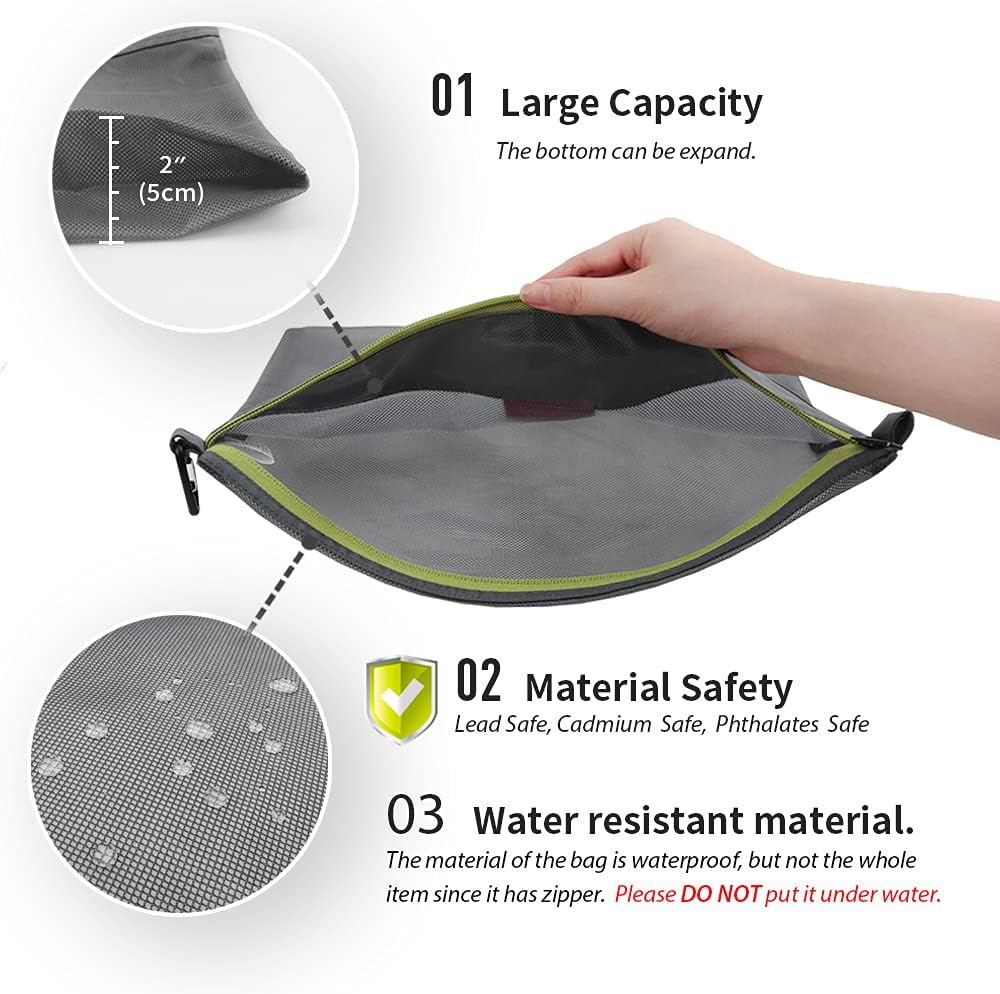 Water-Resistant Zipper Pouch, Mesh Zipper Bag, 8.66"x5.91"