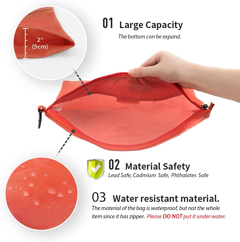 Water-Resistant Zipper Pouch, Mesh Zipper Bag, 8.66"x5.91"
