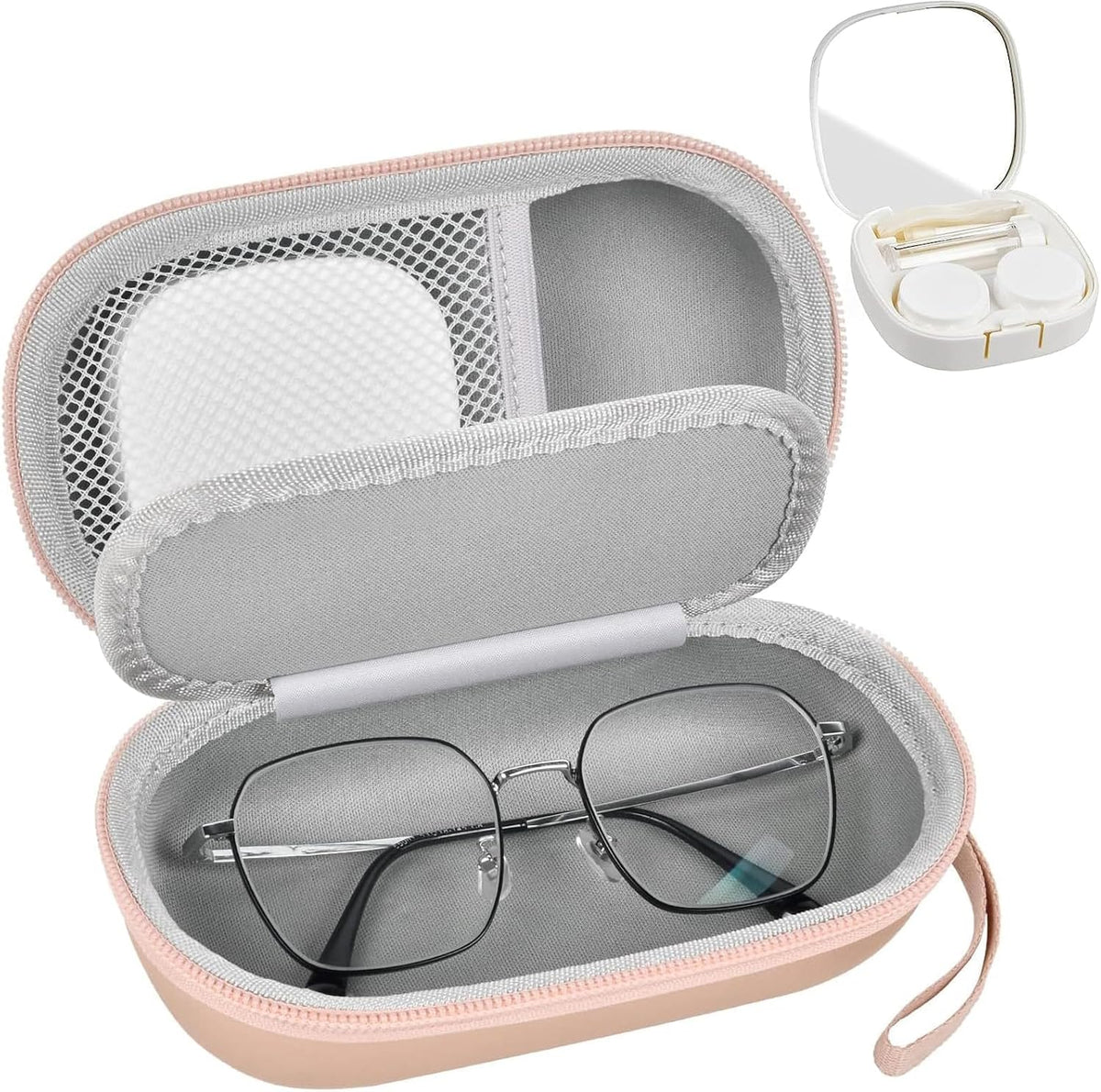 2-in-1 Travel Case for Eyeglasses/Sunglasses and Contact Lens Kit