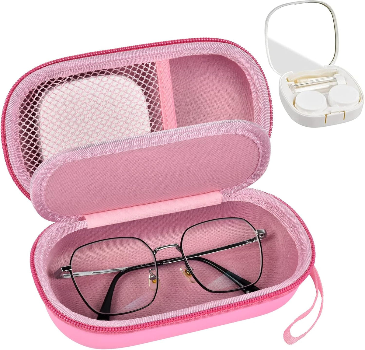 2-in-1 Travel Case for Eyeglasses/Sunglasses and Contact Lens Kit