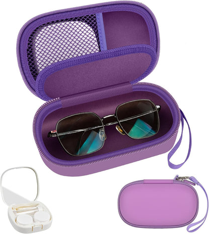 2-in-1 Travel Case for Eyeglasses/Sunglasses and Contact Lens Kit