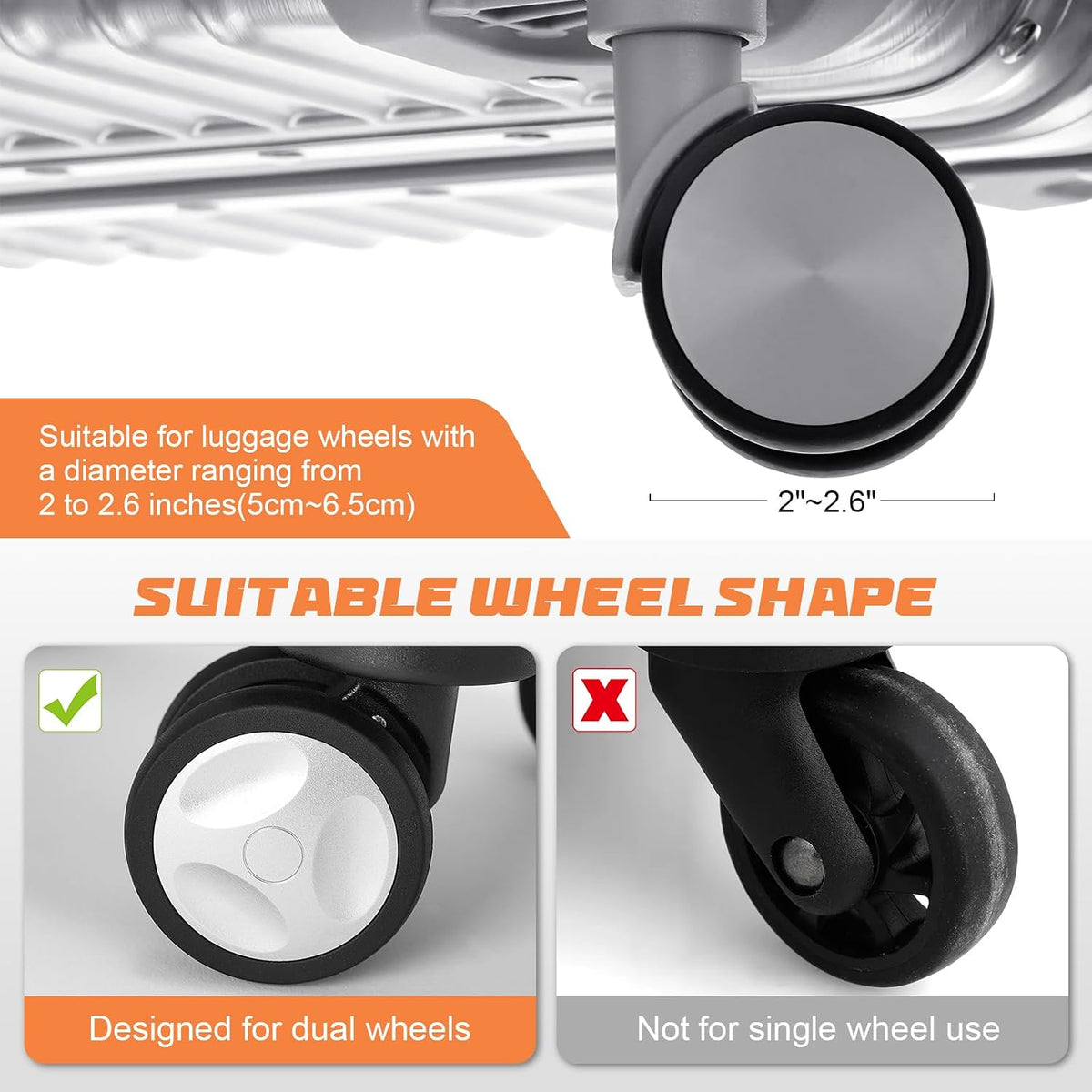Luggage Wheel Covers, 8 PCS Silicone Wheel Protector Covers for 2-2.6 inches 8-Spinner Wheels, Wear-Resistant, Anti-Noise, Pink+Green