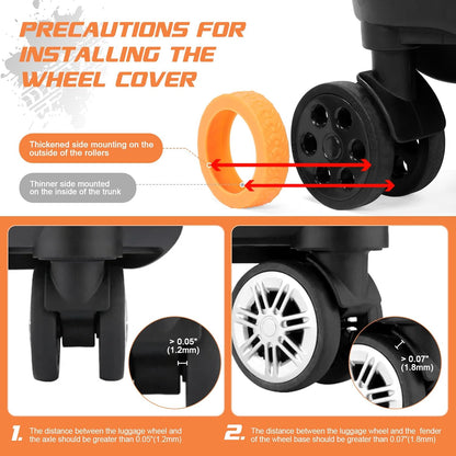 Luggage Wheel Covers, 8 PCS Silicone Wheel Protector Covers for 2-2.6 inches 8-Spinner Wheels, Wear-Resistant, Anti-Noise, Pink+Green