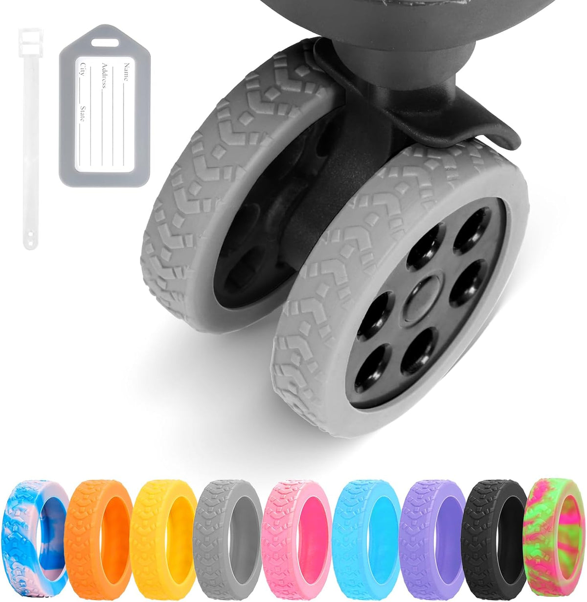 Luggage Wheel Covers, 8 PCS Silicone Wheel Protector Covers for 2-2.6 inches 8-Spinner Wheels, Wear-Resistant, Anti-Noise, Pink+Green