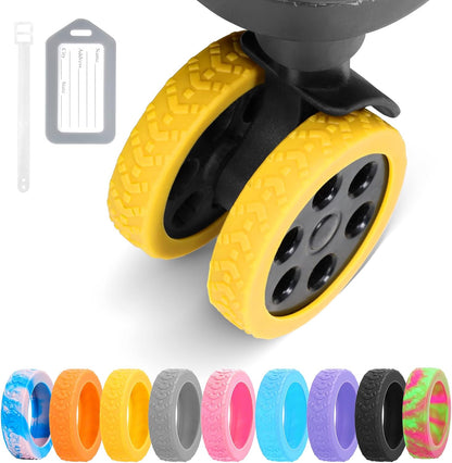 Luggage Wheel Covers, 8 PCS Silicone Wheel Protector Covers for 2-2.6 inches 8-Spinner Wheels, Wear-Resistant, Anti-Noise, Pink+Green
