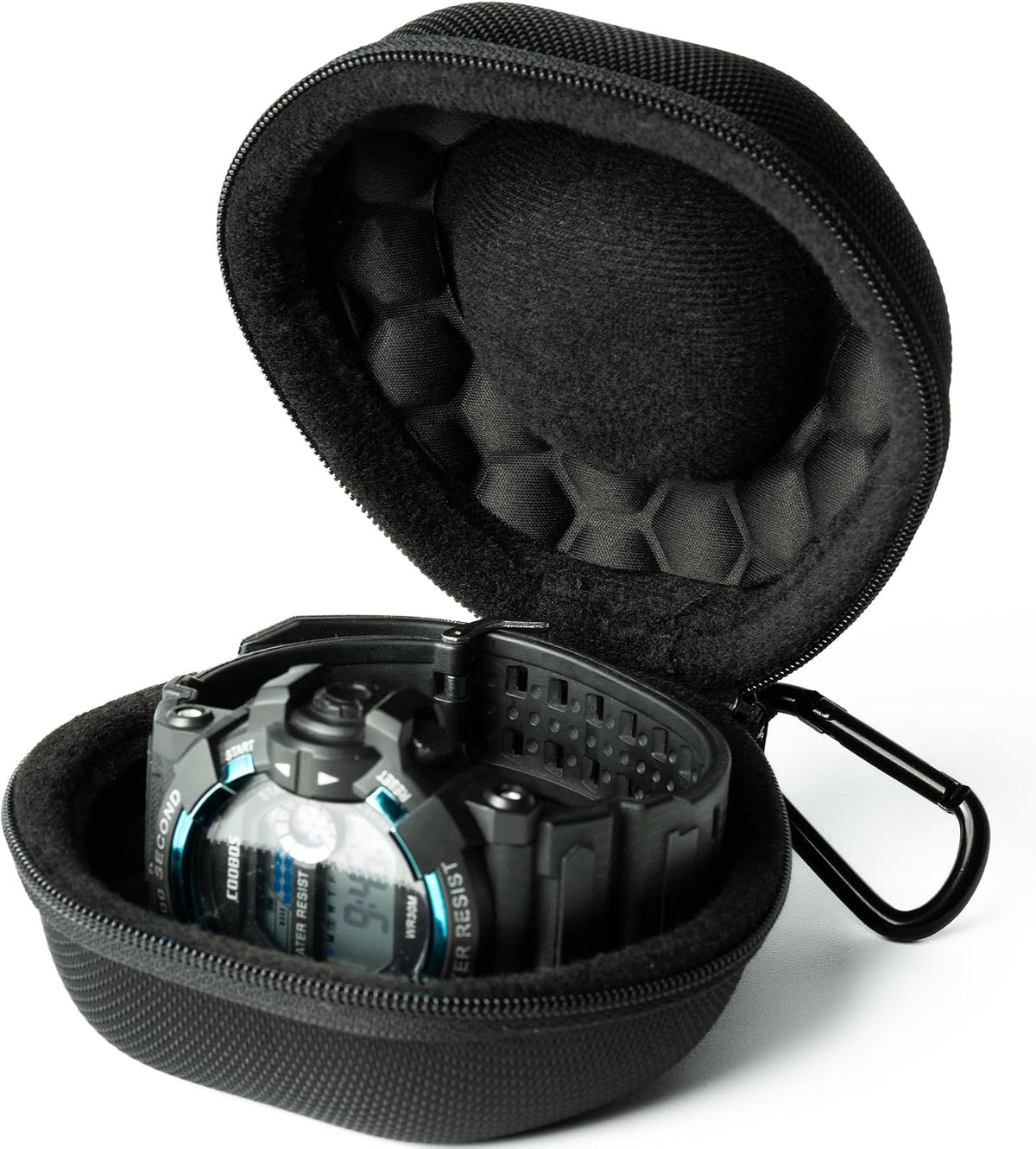 3 Slot Hard Watch Travel Case, Watch Roll Case Storage and Organizer for Men and Women, with anti-move watch pillow (Black fabric 3Slots)