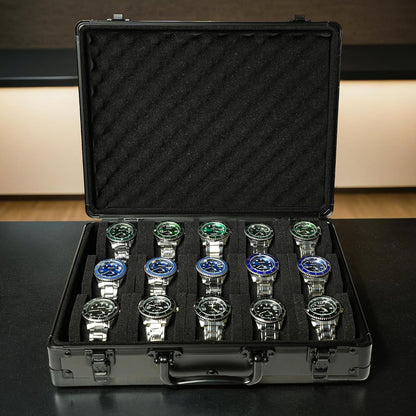 3 Slot Hard Watch Travel Case, Watch Roll Case Storage and Organizer for Men and Women, with anti-move watch pillow (Black fabric 3Slots)