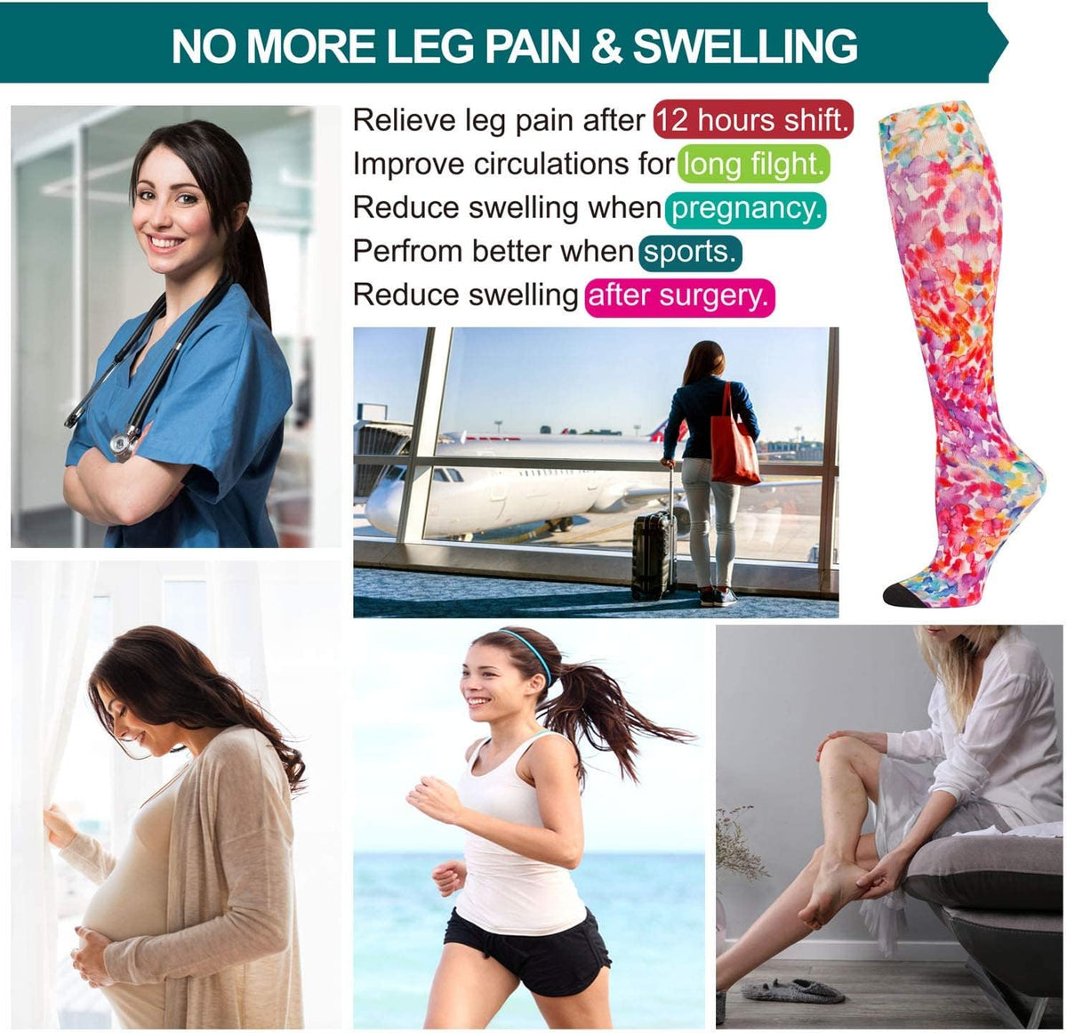 Compression Socks Women and Men, 20-30mmHg, Best for Nurses, Travel, Pregnancy