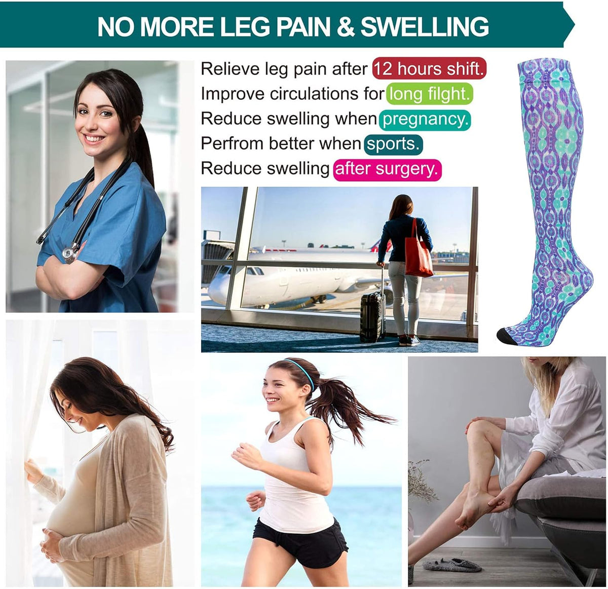 Compression Socks Women and Men, 20-30mmHg, Best for Nurses, Travel, Pregnancy