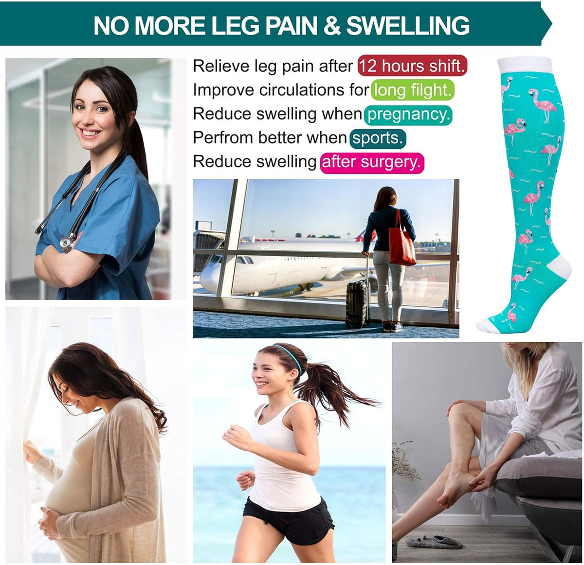 Compression Socks Women and Men, 20-30mmHg, Best for Nurses, Travel, Pregnancy