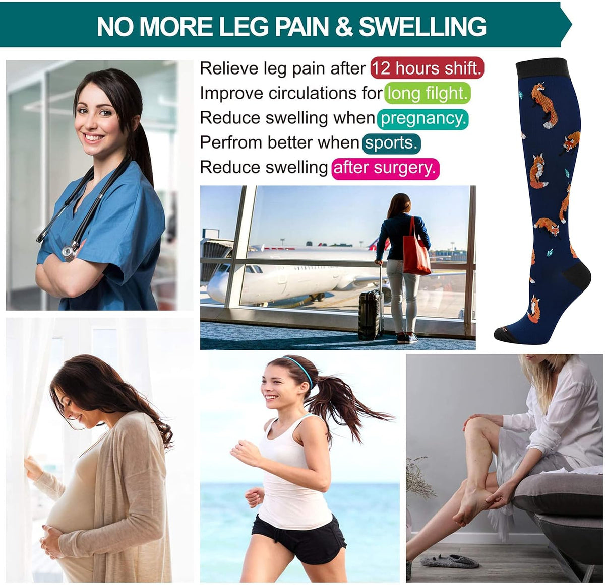 Compression Socks Women and Men, 20-30mmHg, Best for Nurses, Travel, Pregnancy