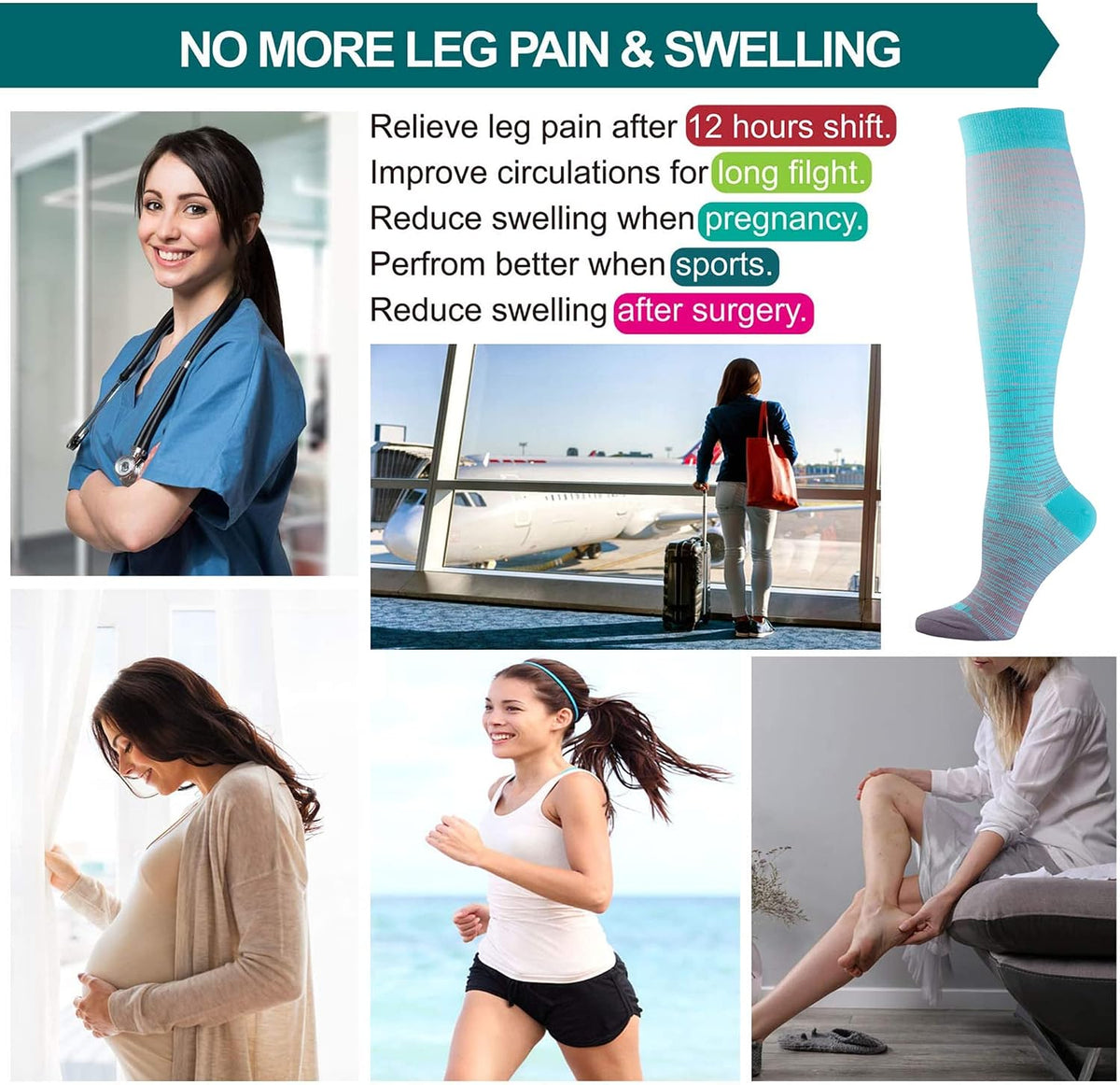Compression Socks Women and Men, 20-30mmHg, Best for Nurses, Travel, Pregnancy