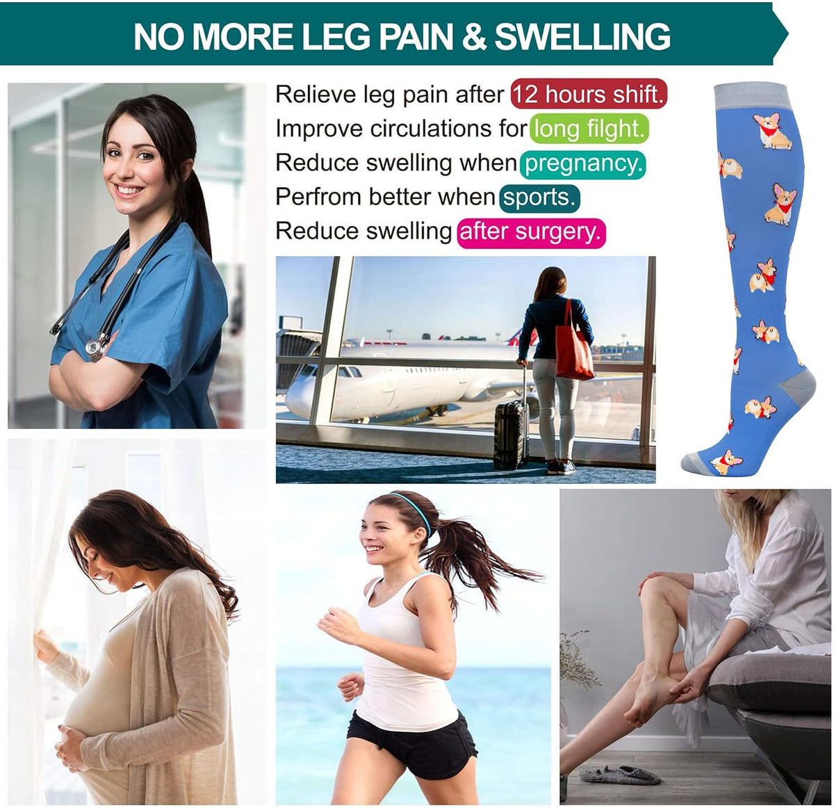 Compression Socks Women and Men, 20-30mmHg, Best for Nurses, Travel, Pregnancy