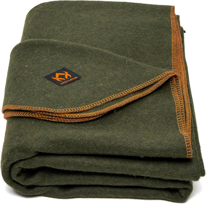 Military Wool Blanket - Warm, Thick, Washable - Great for Outdoors, Camping, Stadium Blanket, Picnics, Travel - Car & Bushcraft Survival Kits