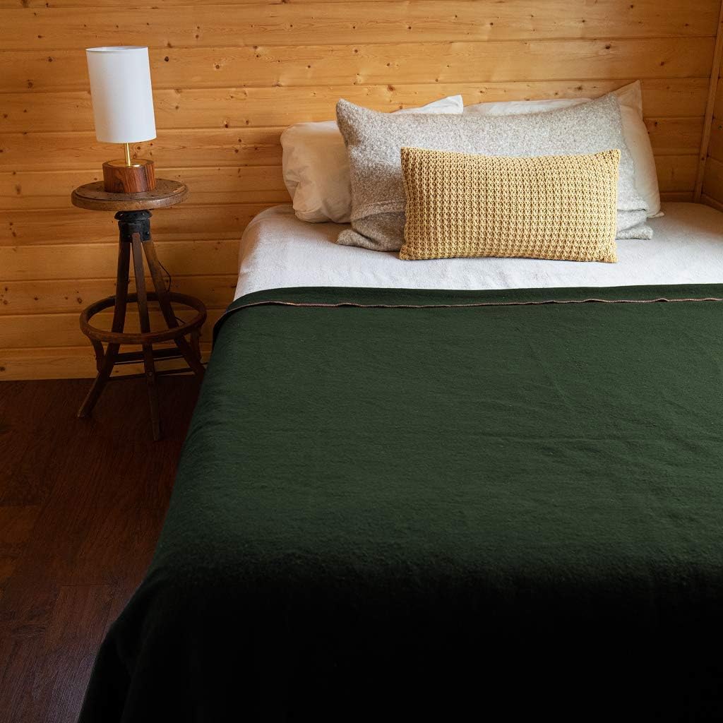 Military Wool Blanket - Warm, Thick, Washable - Great for Outdoors, Camping, Stadium Blanket, Picnics, Travel - Car & Bushcraft Survival Kits