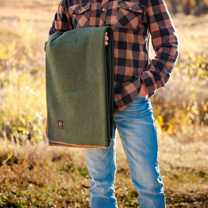 Military Wool Blanket - Warm, Thick, Washable - Great for Outdoors, Camping, Stadium Blanket, Picnics, Travel - Car & Bushcraft Survival Kits