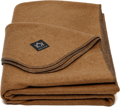 Military Wool Blanket - Warm, Thick, Washable - Great for Outdoors, Camping, Stadium Blanket, Picnics, Travel - Car & Bushcraft Survival Kits
