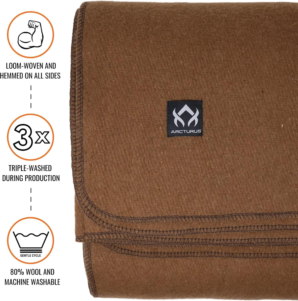 Military Wool Blanket - Warm, Thick, Washable - Great for Outdoors, Camping, Stadium Blanket, Picnics, Travel - Car & Bushcraft Survival Kits