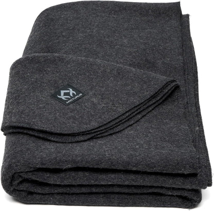 Military Wool Blanket - Warm, Thick, Washable - Great for Outdoors, Camping, Stadium Blanket, Picnics, Travel - Car & Bushcraft Survival Kits