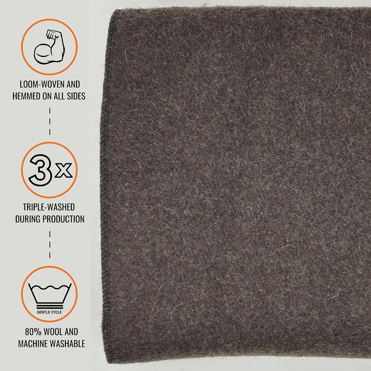 Military Wool Blanket - Warm, Thick, Washable - Great for Outdoors, Camping, Stadium Blanket, Picnics, Travel - Car & Bushcraft Survival Kits