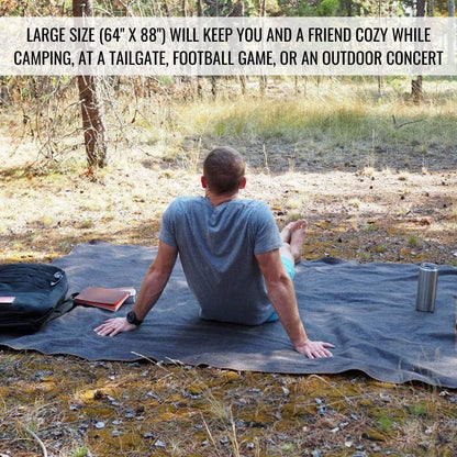 Military Wool Blanket - Warm, Thick, Washable - Great for Outdoors, Camping, Stadium Blanket, Picnics, Travel - Car & Bushcraft Survival Kits