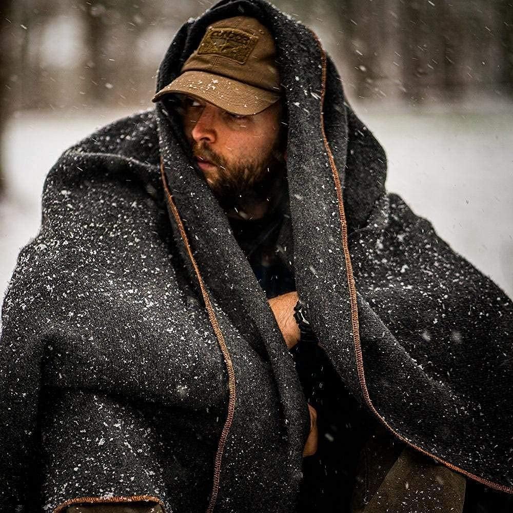 Military Wool Blanket - Warm, Thick, Washable - Great for Outdoors, Camping, Stadium Blanket, Picnics, Travel - Car & Bushcraft Survival Kits