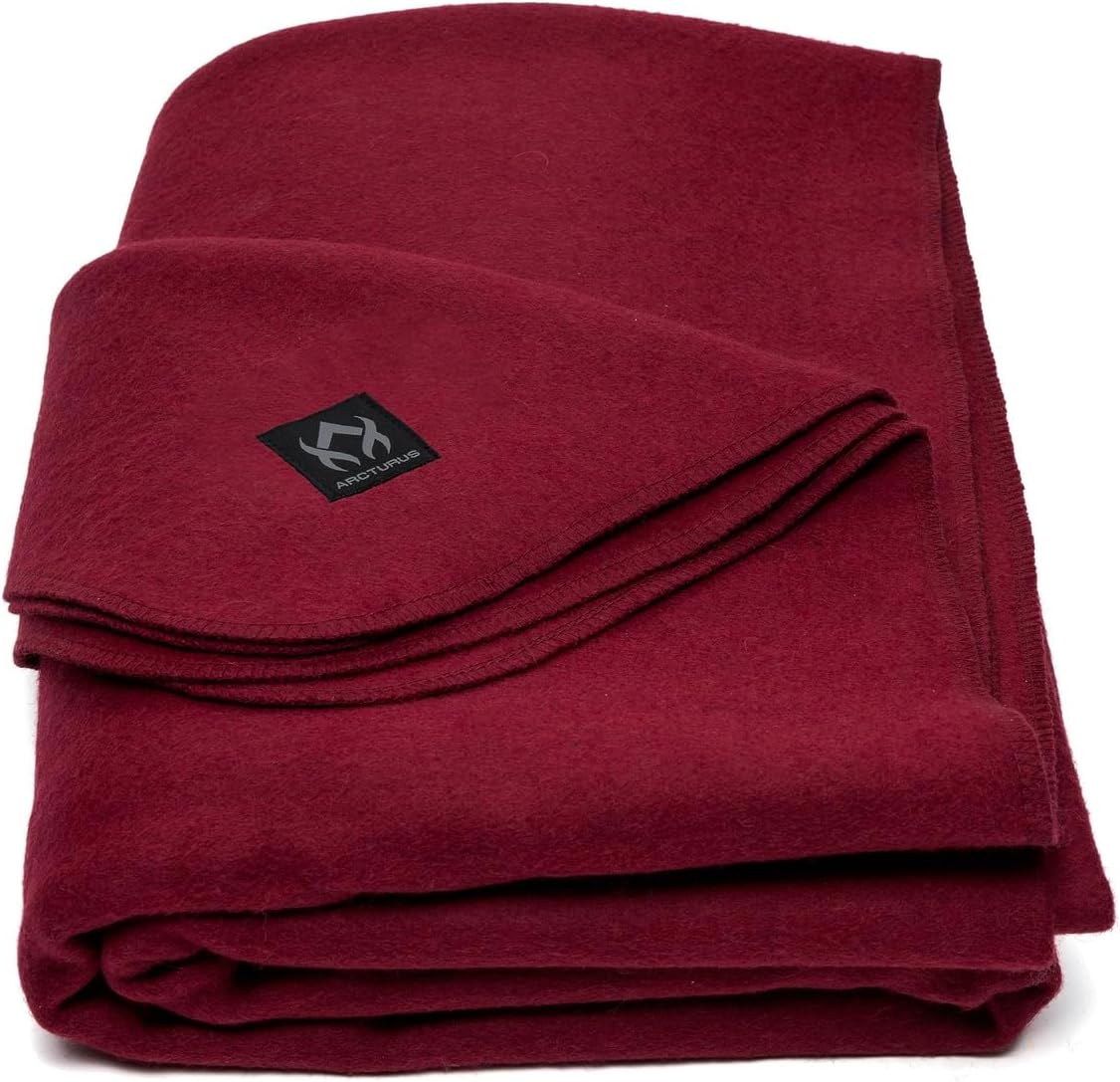 Military Wool Blanket - Warm, Thick, Washable - Great for Outdoors, Camping, Stadium Blanket, Picnics, Travel - Car & Bushcraft Survival Kits