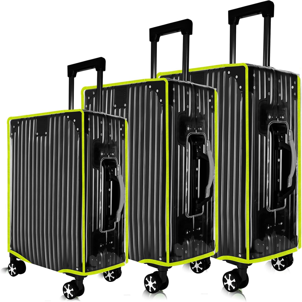 3 Pieces Thicken Clear Luggage Cover Protector, 20" 24" 28" PVC Luggage Covers for Suitcase Waterproof Dustproof Anti-scratch Travel Suitcase Covers Case for Wheeled Luggage