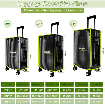 3 Pieces Thicken Clear Luggage Cover Protector, 20" 24" 28" PVC Luggage Covers for Suitcase Waterproof Dustproof Anti-scratch Travel Suitcase Covers Case for Wheeled Luggage