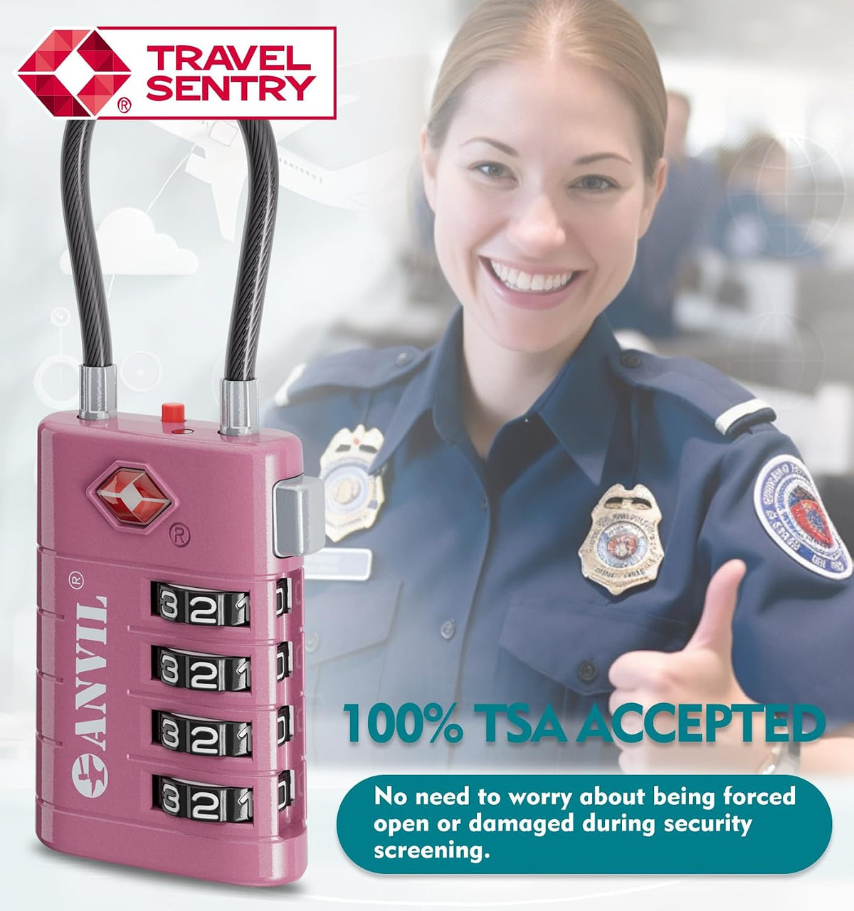 TSA Approved Luggage Locks with Search Alert Indicator, 4-Digit Combination Suitcase Lock, Advanced TSA008 Core Heavy Duty Anti-Theft Travel Lock for Double Zippers, Backpacks
