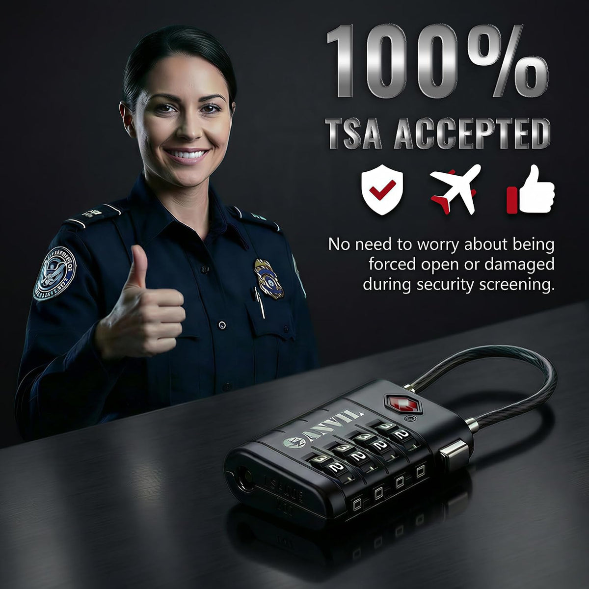 TSA Approved Luggage Locks with Search Alert Indicator, 4-Digit Combination Suitcase Lock, Advanced TSA008 Core Heavy Duty Anti-Theft Travel Lock for Double Zippers, Backpacks