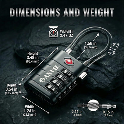 TSA Approved Luggage Locks with Search Alert Indicator, 4-Digit Combination Suitcase Lock, Advanced TSA008 Core Heavy Duty Anti-Theft Travel Lock for Double Zippers, Backpacks