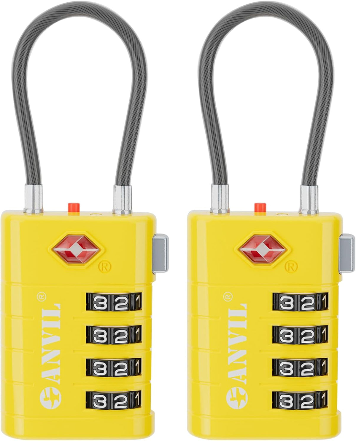TSA Approved Luggage Locks with Search Alert Indicator, 4-Digit Combination Suitcase Lock, Advanced TSA008 Core Heavy Duty Anti-Theft Travel Lock for Double Zippers, Backpacks