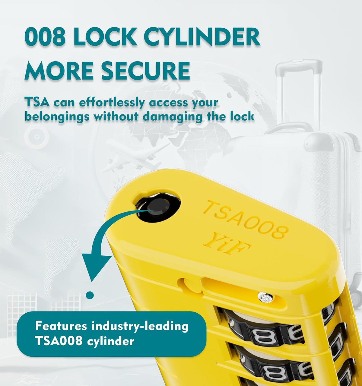 TSA Approved Luggage Locks with Search Alert Indicator, 4-Digit Combination Suitcase Lock, Advanced TSA008 Core Heavy Duty Anti-Theft Travel Lock for Double Zippers, Backpacks