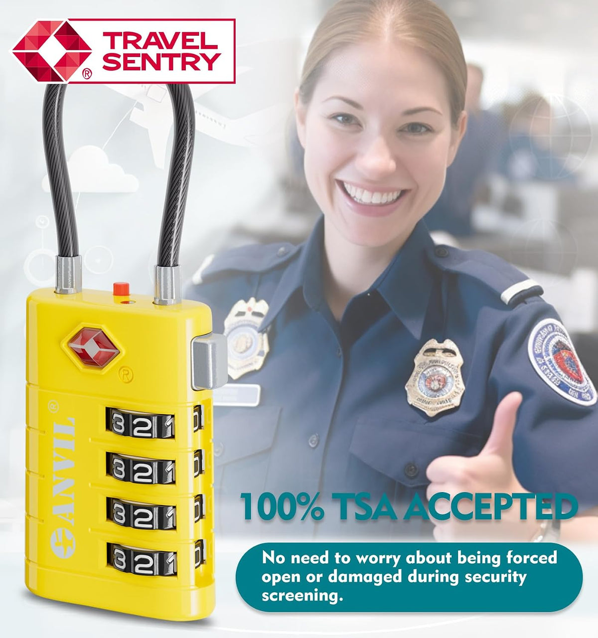 TSA Approved Luggage Locks with Search Alert Indicator, 4-Digit Combination Suitcase Lock, Advanced TSA008 Core Heavy Duty Anti-Theft Travel Lock for Double Zippers, Backpacks