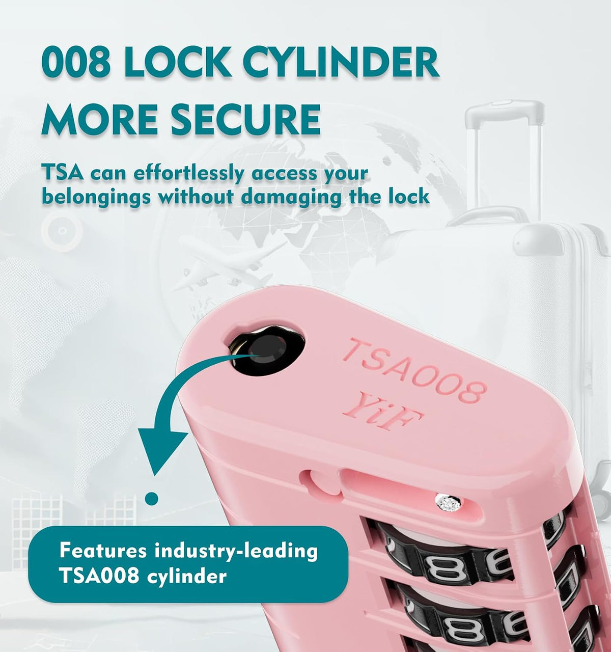TSA Approved Luggage Locks with Search Alert Indicator, 4-Digit Combination Suitcase Lock, Advanced TSA008 Core Heavy Duty Anti-Theft Travel Lock for Double Zippers, Backpacks