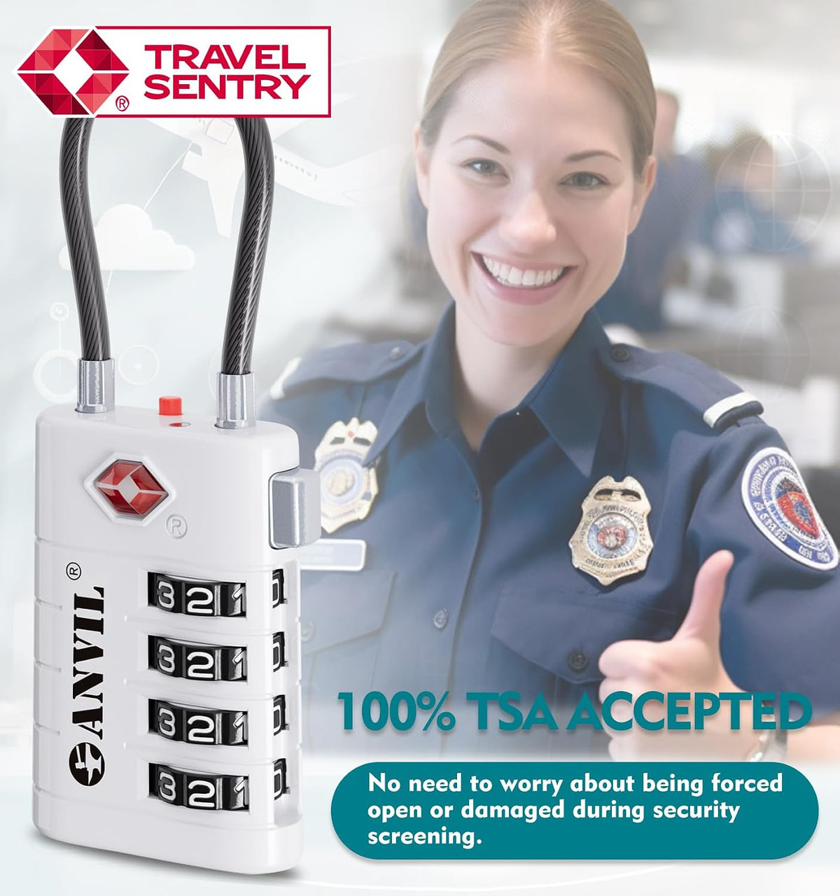 TSA Approved Luggage Locks with Search Alert Indicator, 4-Digit Combination Suitcase Lock, Advanced TSA008 Core Heavy Duty Anti-Theft Travel Lock for Double Zippers, Backpacks