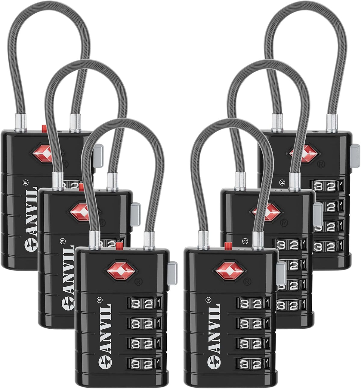 TSA Approved Luggage Locks with Search Alert Indicator, 4-Digit Combination Suitcase Lock, Advanced TSA008 Core Heavy Duty Anti-Theft Travel Lock for Double Zippers, Backpacks