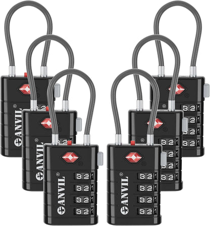 TSA Approved Luggage Locks with Search Alert Indicator, 4-Digit Combination Suitcase Lock, Advanced TSA008 Core Heavy Duty Anti-Theft Travel Lock for Double Zippers, Backpacks