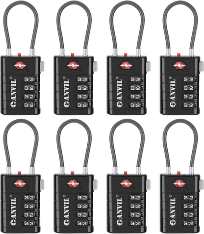 TSA Approved Luggage Locks with Search Alert Indicator, 4-Digit Combination Suitcase Lock, Advanced TSA008 Core Heavy Duty Anti-Theft Travel Lock for Double Zippers, Backpacks